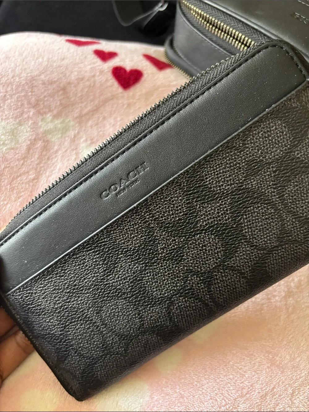 Coach Black Signature Crossbody Bag and Zip Wallet Set